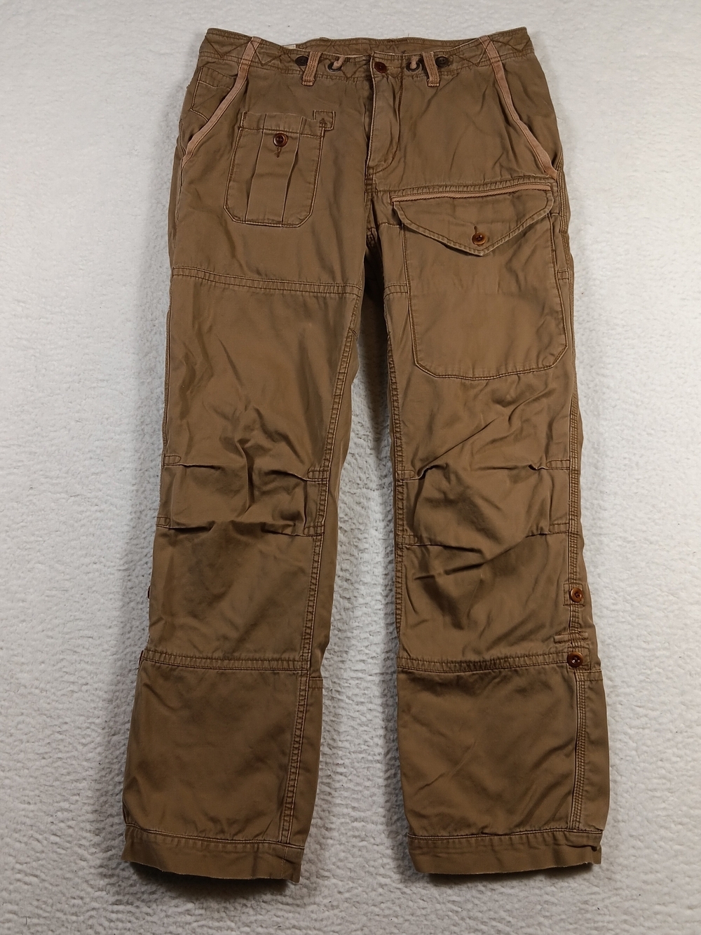 Vintage Polo Ralph Lauren Pants Mens 32x32 Tan Cargo Paratrooper Lined Military